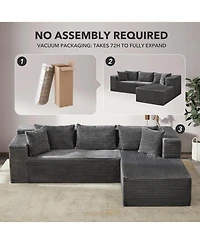 gaomon 106" L-Shaped Sectional Sofa with Chaise, Modular Deep Seat Cloud