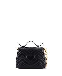 Pre-Owned Gucci Mini Gg Marmont Top Handle Flap Bag Matelasse Leather