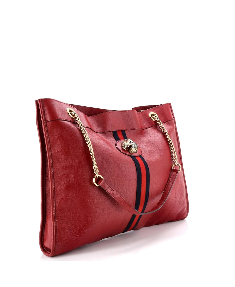 Pre-Owned Gucci Large Rajah Chain Tote Leather