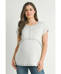 Hello Miz Maternity T-Shirt Relaxed Fit Short Sleeve Layered Nursing-Friendly
