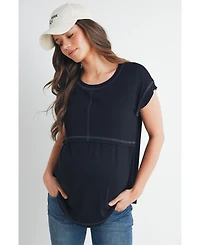 Hello Miz Maternity T-Shirt Relaxed Fit Short Sleeve Layered Nursing-Friendly