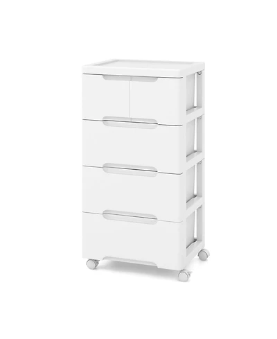 Sugift Rolling Storage Cabinet with Universal Wheels and 5 Drawers