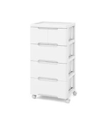 Sugift Rolling Storage Cabinet with Universal Wheels and 5 Drawers