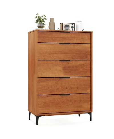 Sugift 5-Drawer Dresser with Interlock System for Bedroom Living Room.