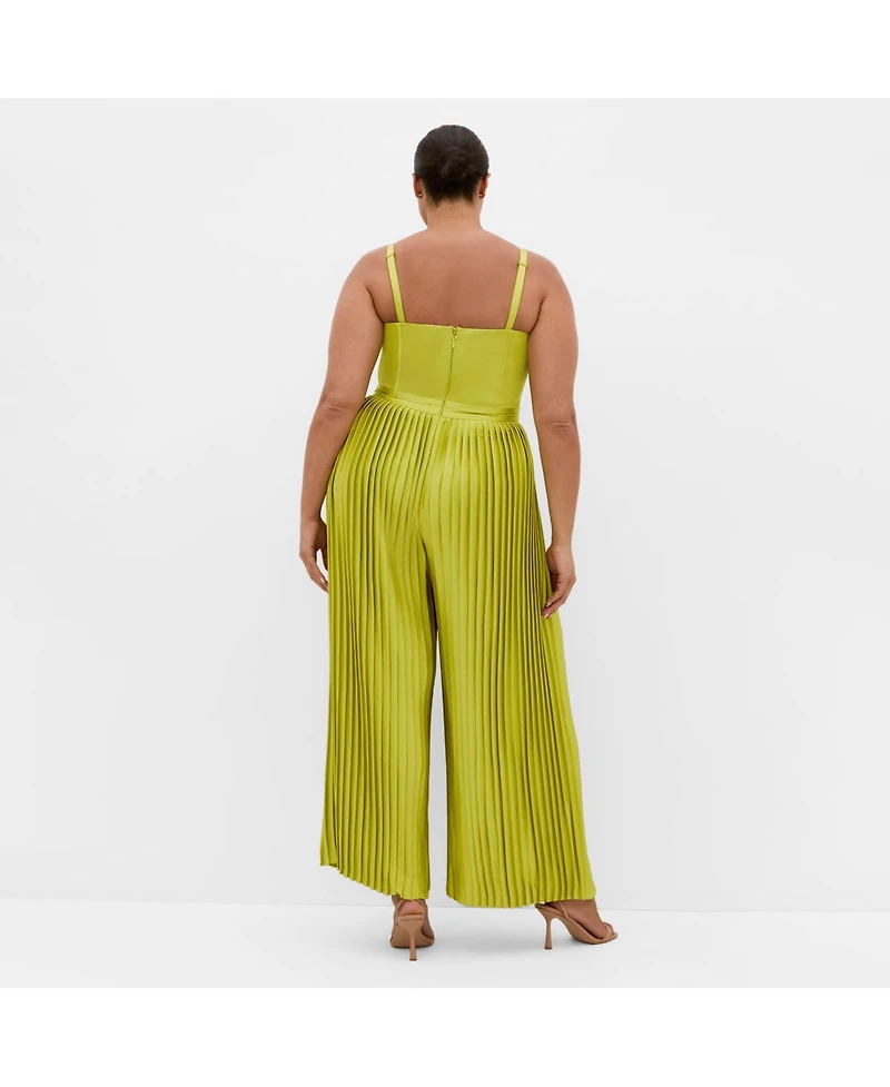 City Chic Women's Plus Palazzo Pleat Jumpsuit