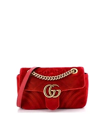 Pre-Owned Gucci Small Gg Marmont Flap Bag Matelasse Velvet
