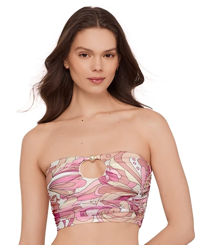 Steve Madden Women's Gold-Tone Bead Keyhole Tube Bikini Top