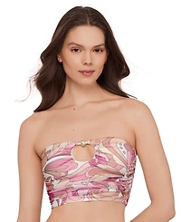 Steve Madden Women's Gold-Tone Bead Keyhole Tube Bikini Top