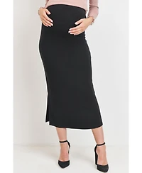 Hello Miz Maternity High-Rise Pencil Midi Skirt with Side Slits