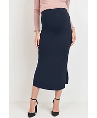 Hello Miz Maternity High-Rise Pencil Midi Skirt with Side Slits