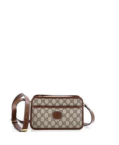 Pre-Owned Gucci Mini Interlocking G Patch Camera Bag Gg Coated Canvas