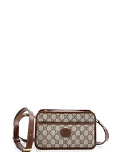 Pre-Owned Gucci Mini Interlocking G Patch Camera Bag Gg Coated Canvas