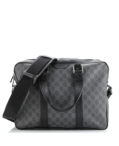 Pre-Owned Gucci Medium Convertible Zip Around Briefcase Gg Coated Canvas