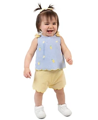 Rare Editions Baby Girls' Striped Seersucker Top and Elastic Waistband Shorts, 2-Piece Set