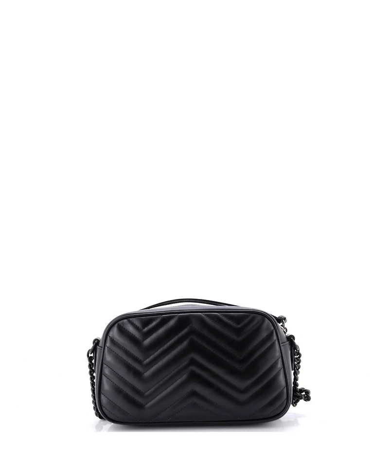 Pre-Owned Gucci Small Gg Marmont Monochrome Shoulder Bag Matelasse Leather