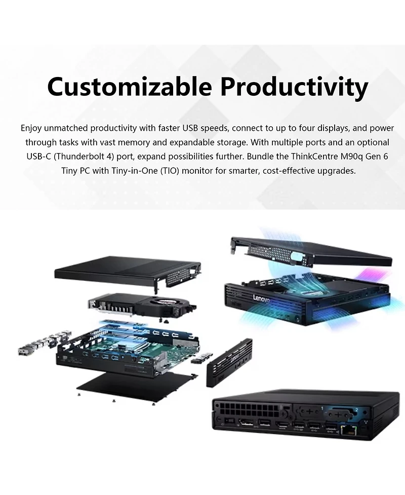 Lenovo ThinkCentre M90q Mff Desktop Intel Core Ultra 9 64GB Ram Intel Graphics 2TB Ssd Storage Windows 11 Pro