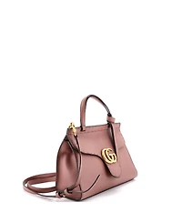 Pre-Owned Gucci Mini Gg Marmont Top Handle Bag Leather