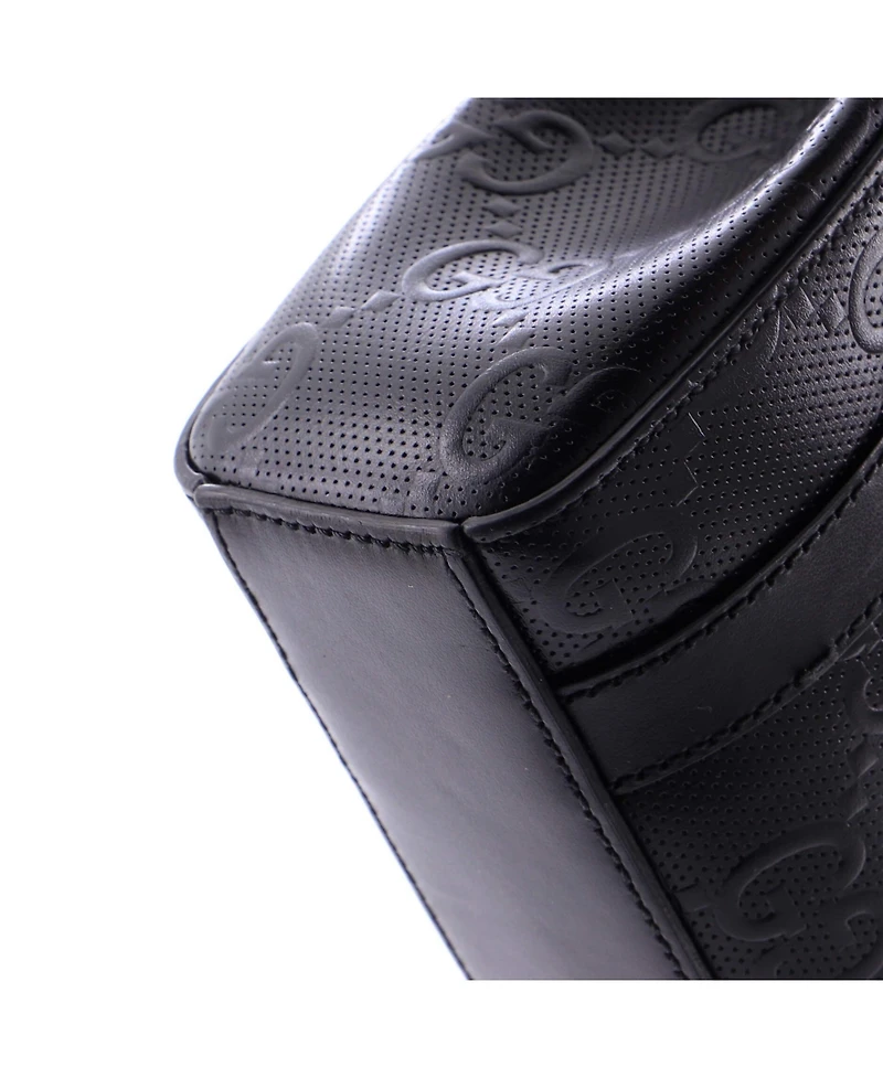 Pre-Owned Gucci Mini Vertical Tote Gg Embossed Perforated Leather