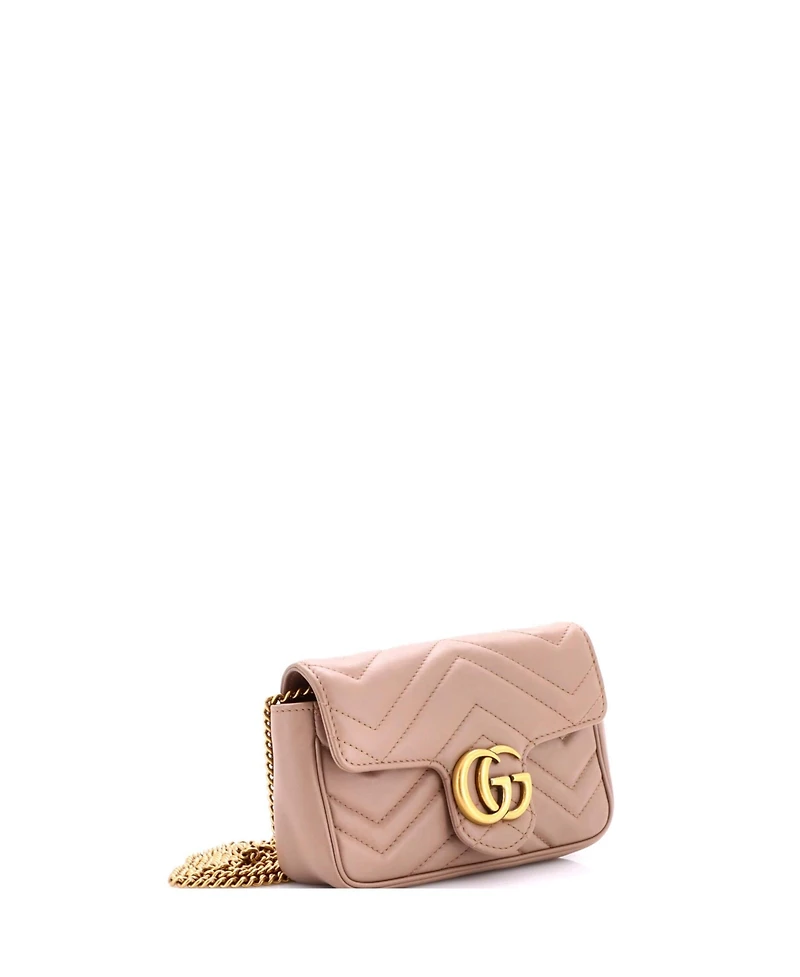 Pre-Owned Gucci Mini Gg Marmont Flap Bag Matelasse Leather
