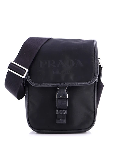 Pre-Owned Prada Logo Buckle Messenger Bag Nylon