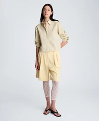 Kenneth Cole Women's Bias Piping Cropped Long-Sleeve Shirt