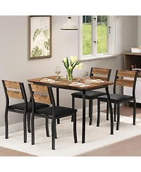gaomon 5 Piece Dining Table Set for 4, Space-Saving Kitchen Table with Upholstered Chairs, Compact Dinner Set for Small Spaces, Apartment, Dining Room