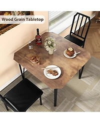 gaomon Dining Table Set for 2 With Chamfer Design,3-Piece Kitchen Table and Chairs with Cushioned Pu Seats