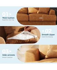gaomon 86" Faux Leather Sofa, Modern Deep Seat Couch with Pillows and Removable Cover