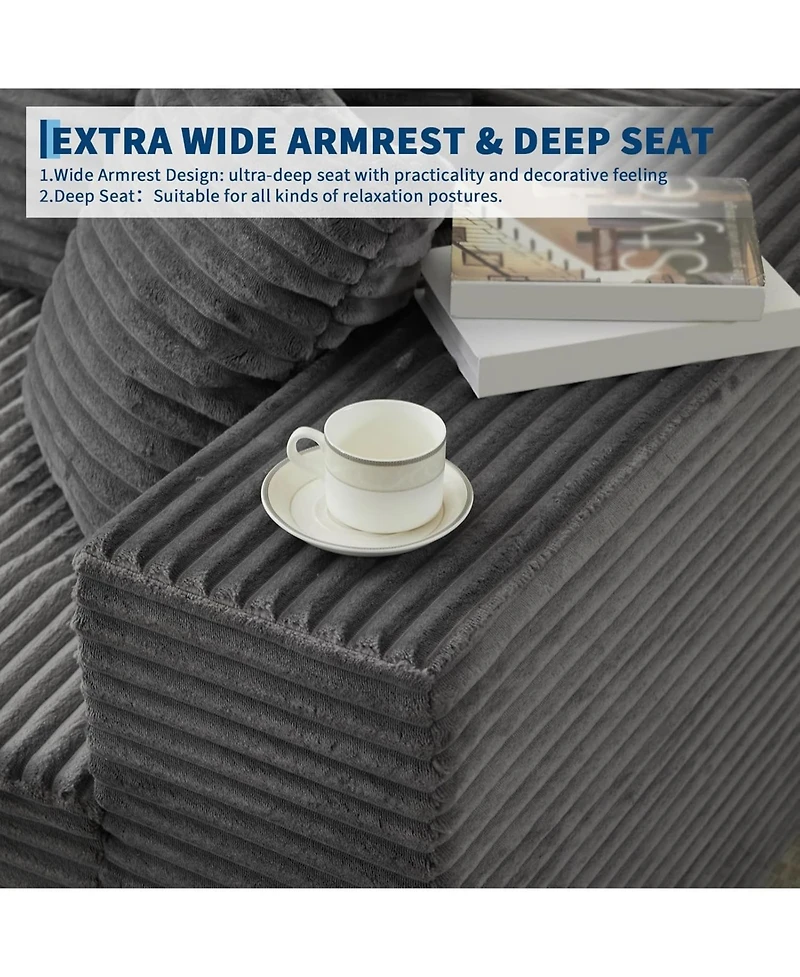 gaomon 106" Cloud Sectional Sofa with Chaise, Memory Foam Modular Couch, Right Facing, No Assembly - Gray (plush corduroy fabric)