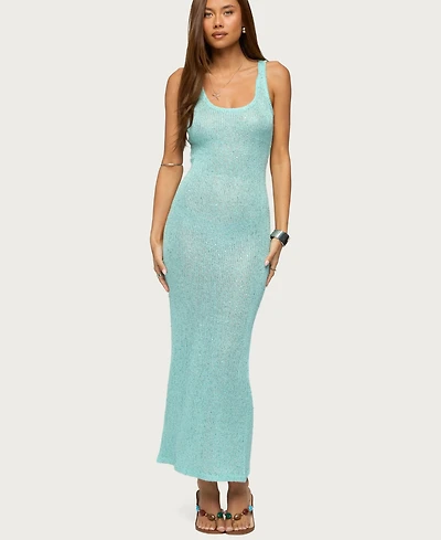 Edikted Women's Abby Sequin Sheer Knit Maxi Dress