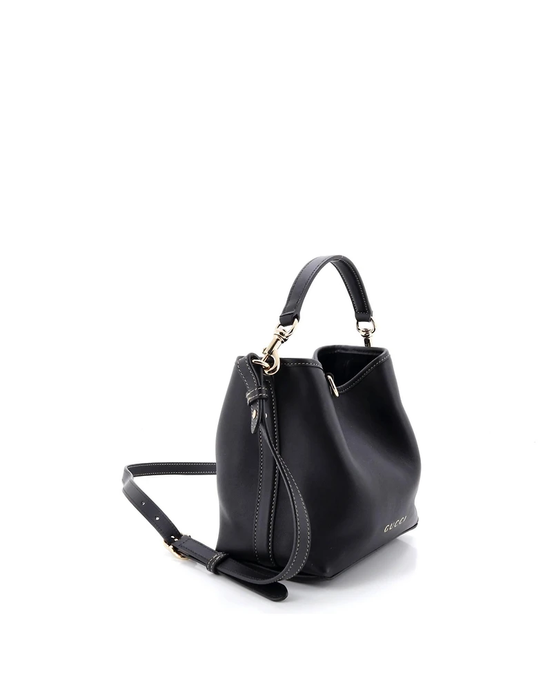 Pre-Owned Gucci Small Emblem Bucket Bag Leather