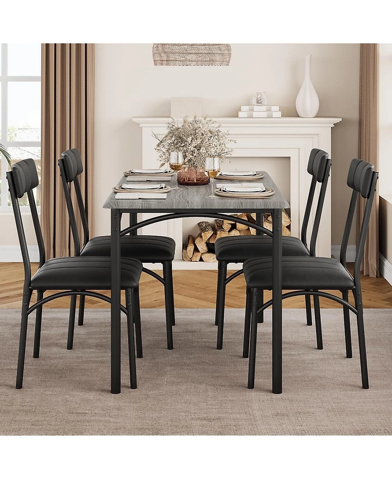 gaomon Kitchen Table and Chairs for 4, Dining Table Set for 4 with Upholstered Chairs, 5 Piece Rectangular Kitchen Table Set, Dining Room Table Set
