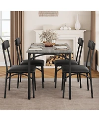 gaomon Kitchen Table and Chairs for 4, Dining Table Set for 4 with Upholstered Chairs, 5 Piece Rectangular Kitchen Table Set, Dining Room Table Set
