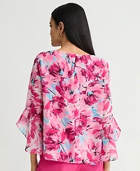 Kasper Women's Printed Ruffle-Sleeve Blouse, Regular & Petite