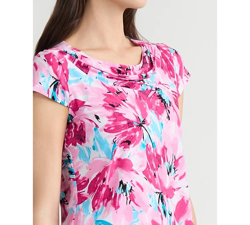 Kasper Women's Printed Cowlneck Top