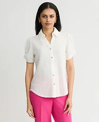 Kasper Women's Textured Collared Button-Front Blouse, Regular & Petite