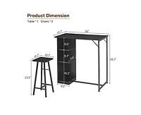 gaomon Small Bar Table and Chairs Set for 2, 3-Piece Bar Table Set with 3 Tier Storage Shelves, Space Saving Table for Small Apartment, Living Room,Ki
