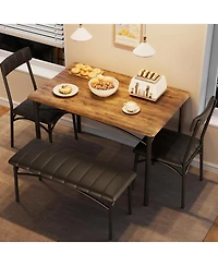 gaomon Dining Table Set for 4, Kitchen Table with Upholstered Bench and 2 Chairs, Kitchen Table and Chairs Set, for Small Space, Apartment