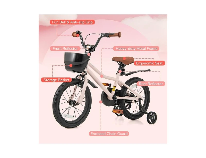 Hongge Kids Bike with Basket and Adjustable Handlebar