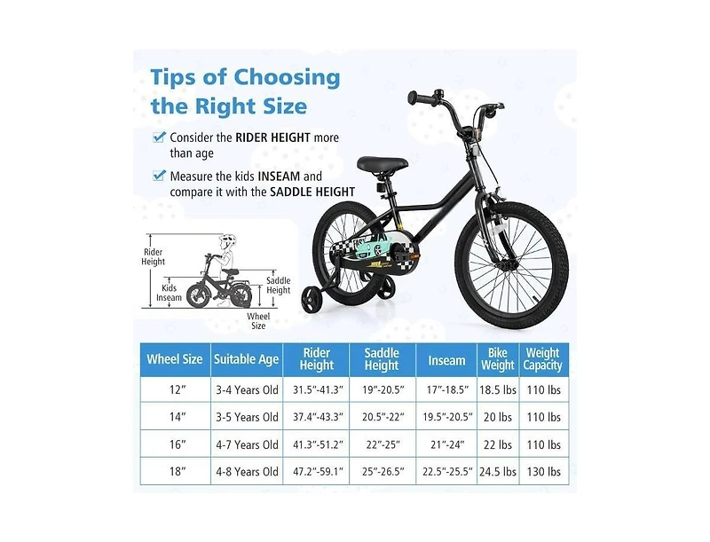 Hongge Kids Bike Adjustable for 4-8 Years Old with Low-Step Frame