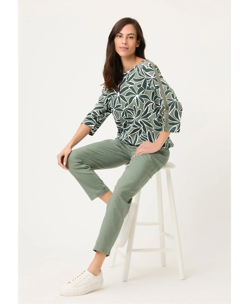 Olsen Women's Palm Design Jersey Top