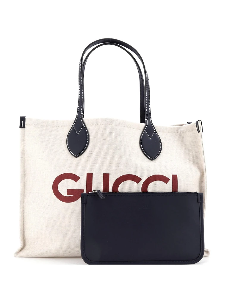 Pre-Owned Gucci Medium Logo Shopper Tote Printed Canvas