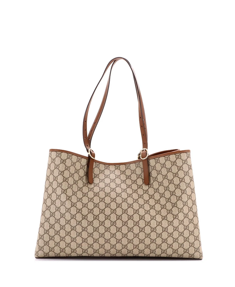 Pre-Owned Gucci Maxi Emblem Tote Gg Coated Canvas
