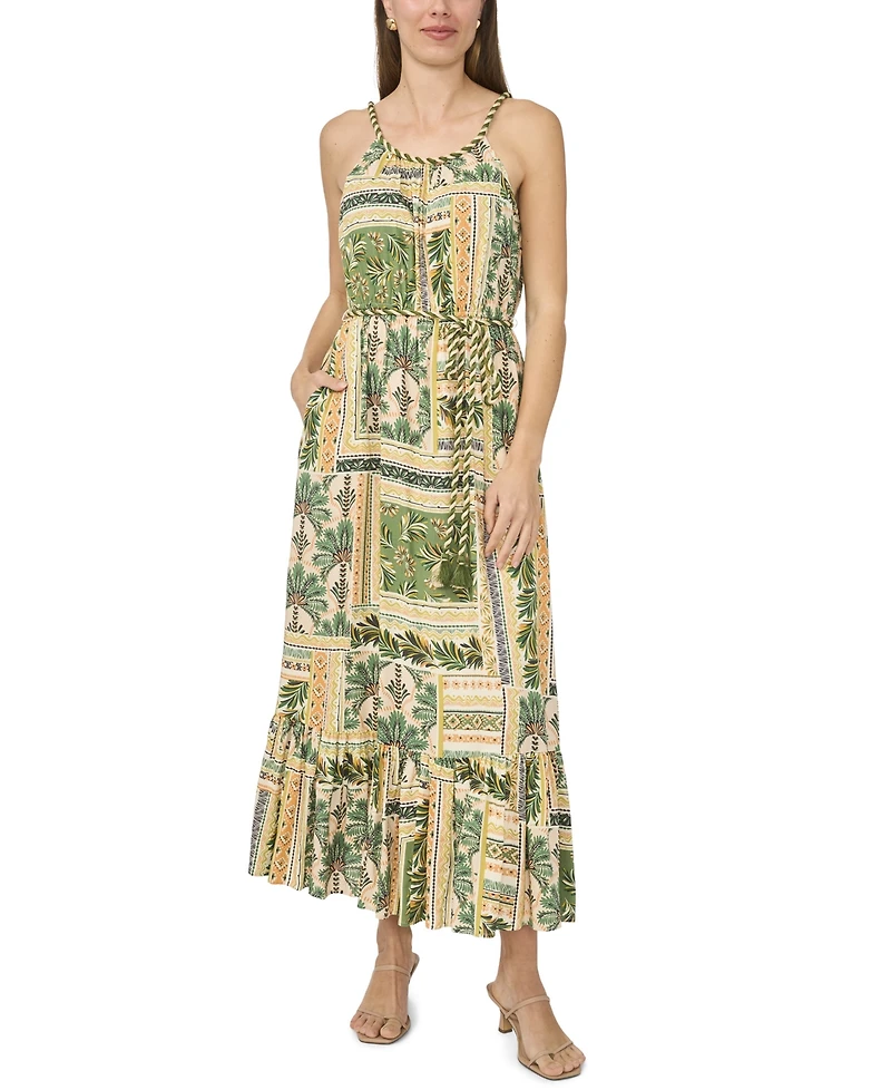 Msk Women's Rope Neck Maxi Dress With Belt