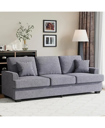 gaomon Modern Corduroy Sofa with 2 Throw Pillows, Deep Seat Couch Upholstered Cushion and Removable Cover,Comfy