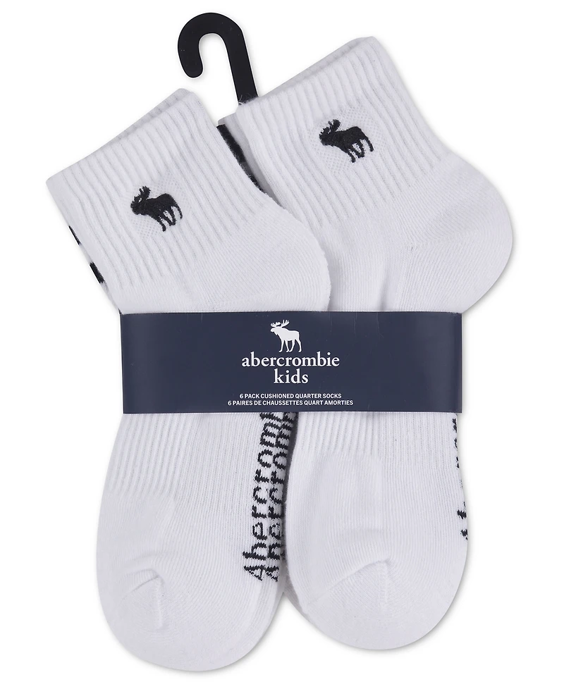 abercrombie kids Boys' Core Stripe Quarter Socks, 6-Pack