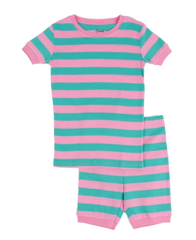 Leveret Kids Matching Family Two Piece Cotton Short Sleeve Shirt and Shorts Striped Pajamas 6-10