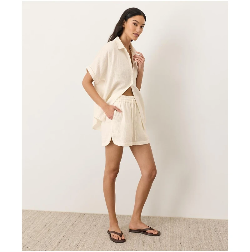 Pact Women's Organic Cotton Coastal Double Gauze Curved Hem Short