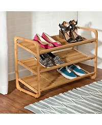 Yigii Bamboo Shoe Shelf Pairs Moisture-Resistant Wood