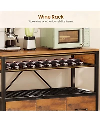 Yigii Large shelve with Storage Drawers Microwave Stand Power Outlet Led Lights